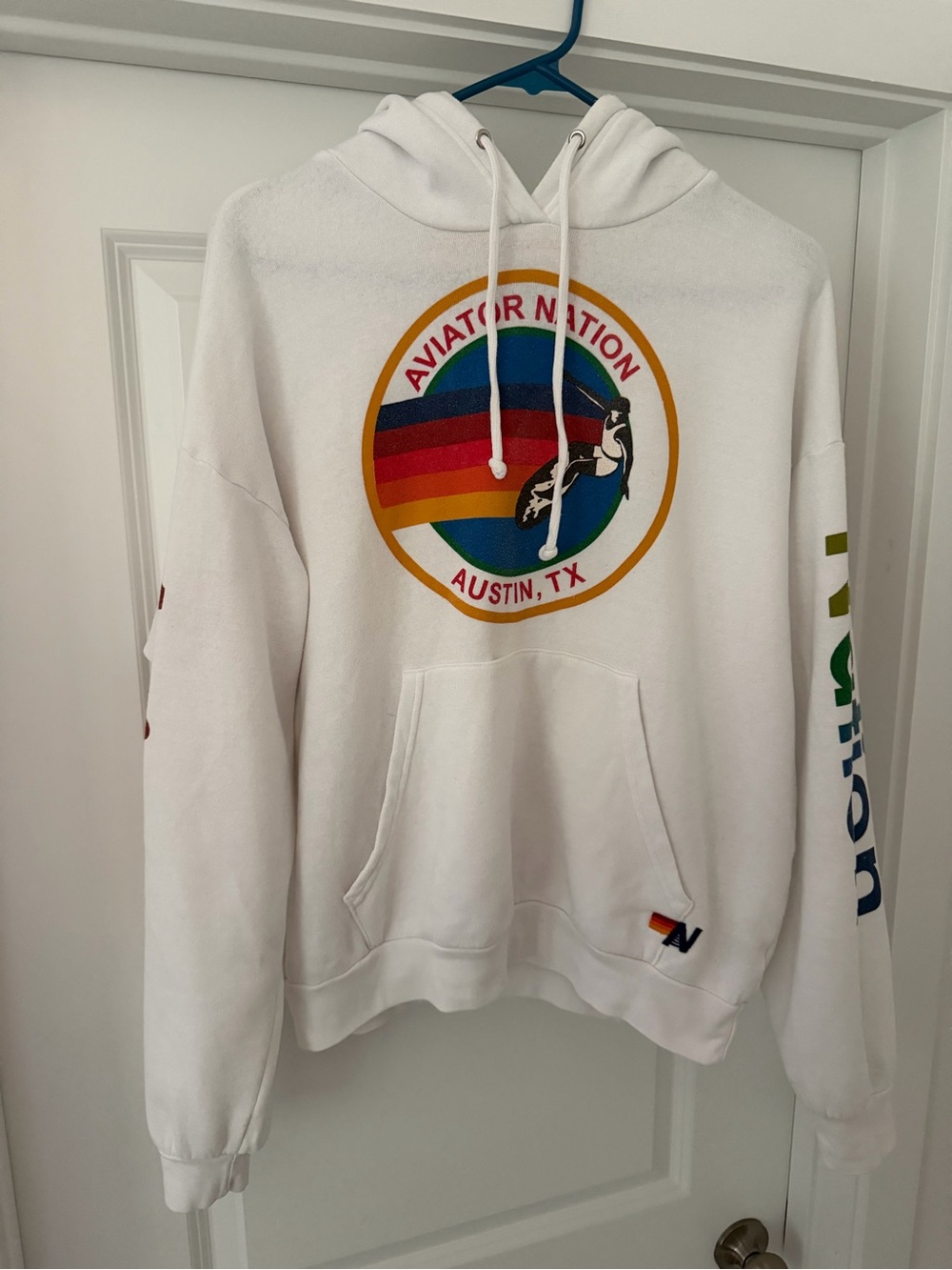 Aviator Nation Austin Hoodie Unisex Vintage White, size XS